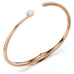 Matrix bangle Round cut, White, 18K rose gold finish